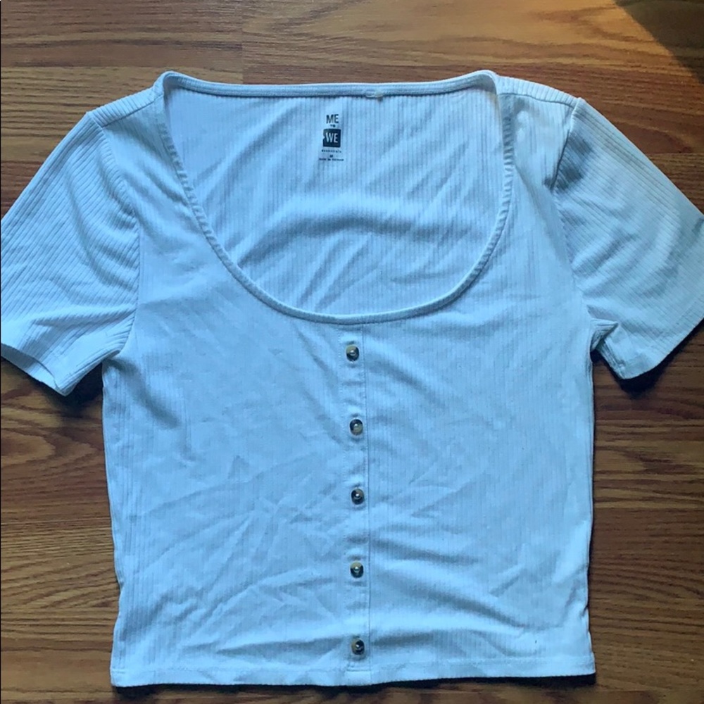 pacsun me to we white button up crop top